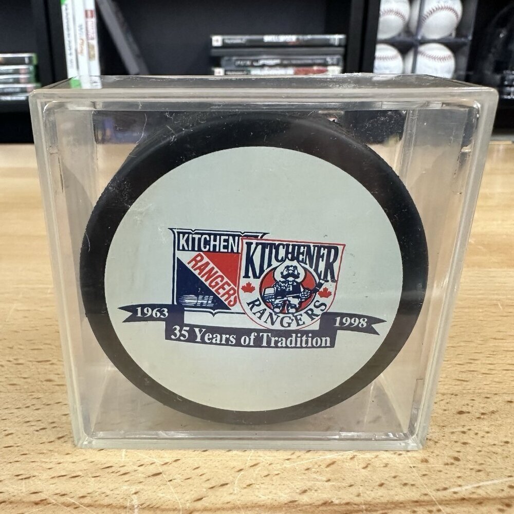 Vintage Kitchener Rangers OHL Hockey Puck 35 Years 1998 / Beaver Lumber